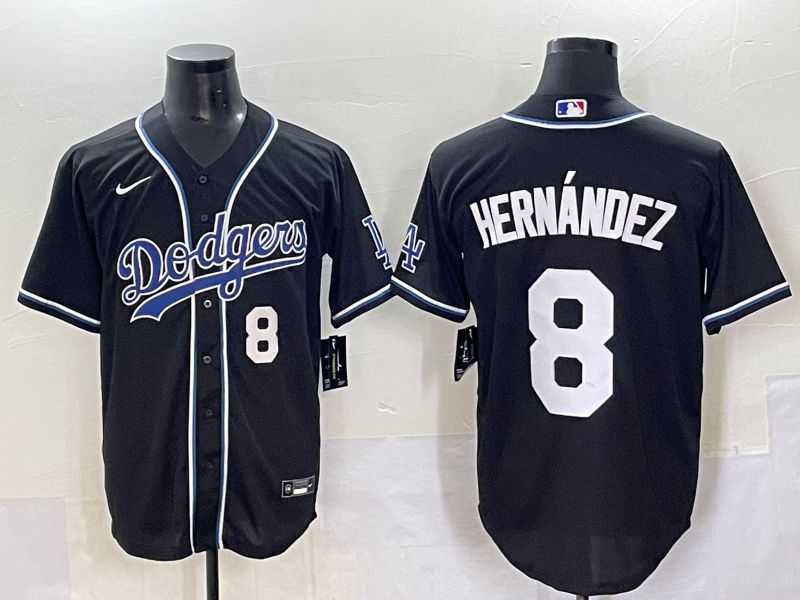 Men 2025 Los Angeles Dodgers #8 Hernandez Black Three generations Fashion Nike MLB Jersey style 7043->los angeles dodgers->MLB Jersey